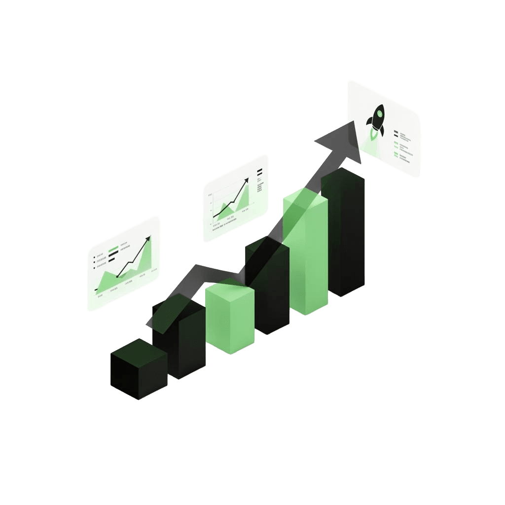 Startup growth illustration showing idea to scale trajectory